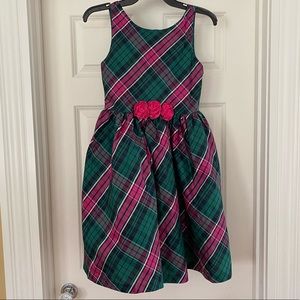 Janie and Jack Pink/Green Christmas Plaid Dress 12